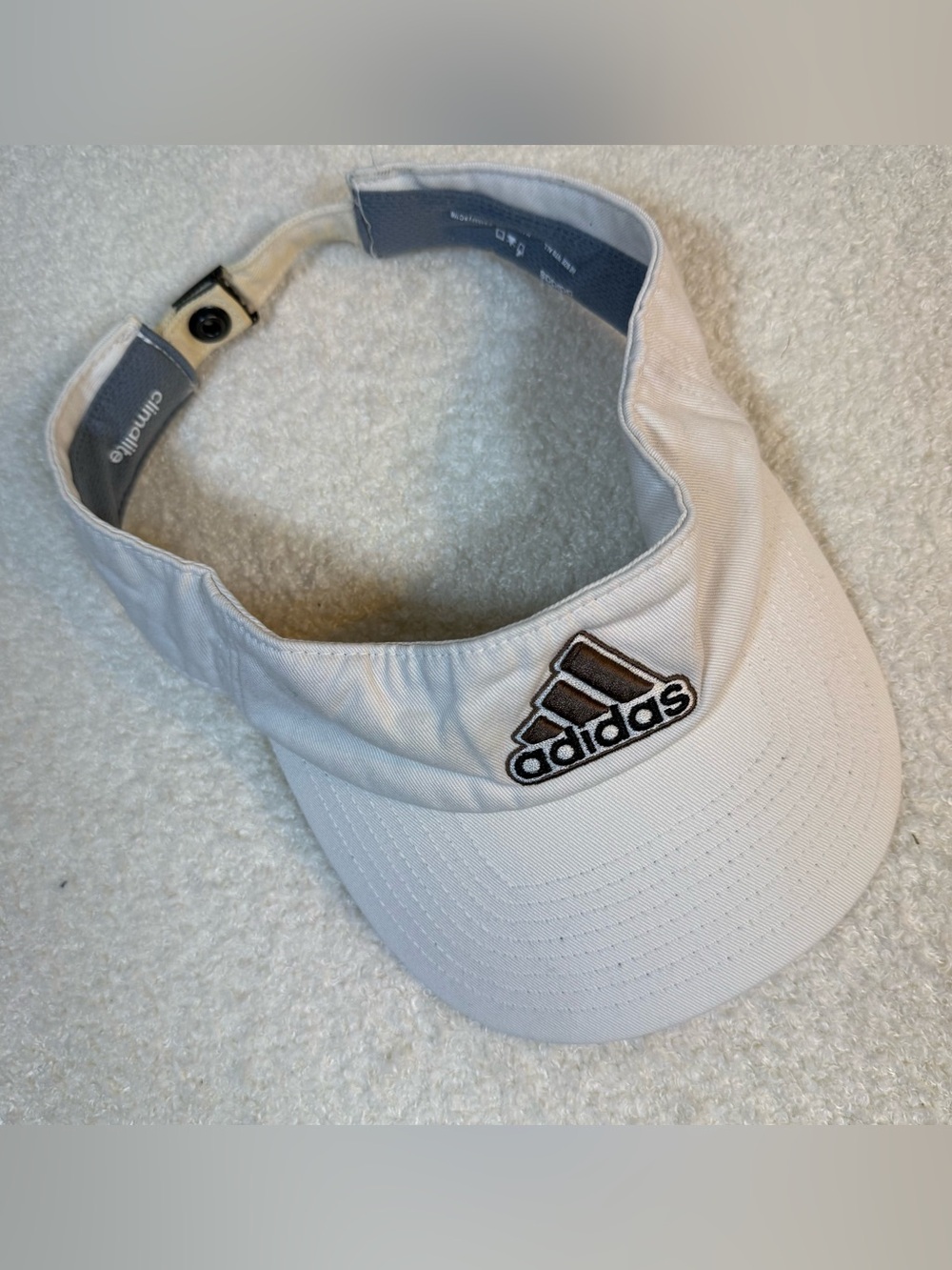 adidas White Kids Visor with Brown Embroidered Logo